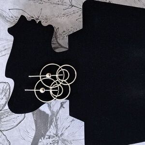 Large Multi-Circle Silvertone Fashion Earrings